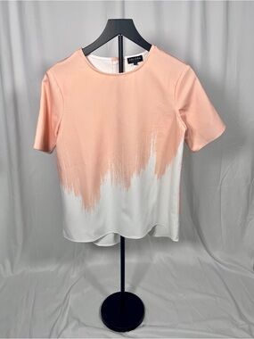 ZALORA Collection Light Pink & White Short Sleeve Blouse Size M Minimal Chic Top